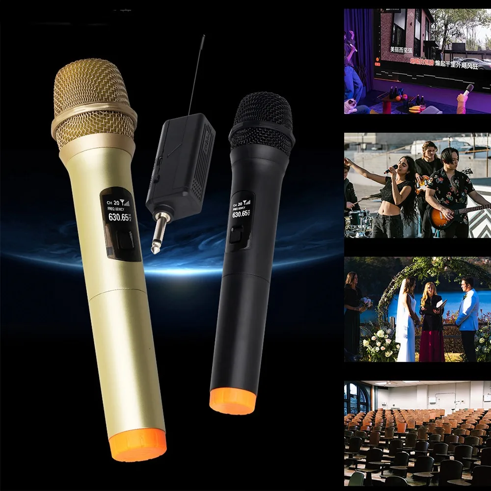 

Portable Wireless Microphone with Rechargeable Receiver Multipurpose Dynamic Microphone Professional Remote Reception