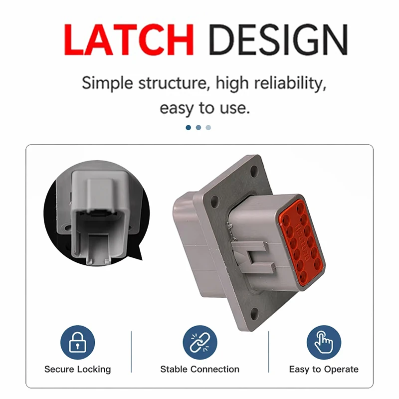 DT Series Waterproof Fixed Flange Connector Kit 2 3 4 6 8 12 Pin Male Female Plug Socket Truck Bus Automotive Wire 22-16AWG