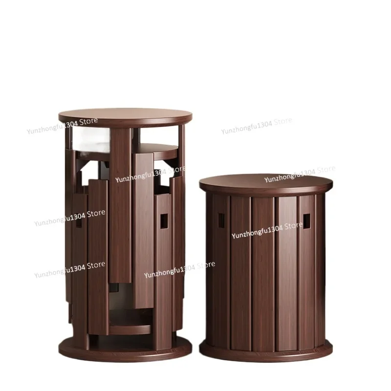 Multi-purpose Stackable 4 Piece Coffee Table Dining Chair Round Edge Solid Wood Living Room Seat Bench