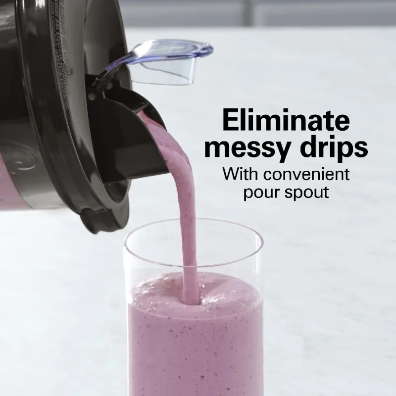 خلاط هاميلتون بيتش ويف أكشن هادئ، 48 أونصة. جرة زجاجية، 12 وظيفة مزج، 53530F