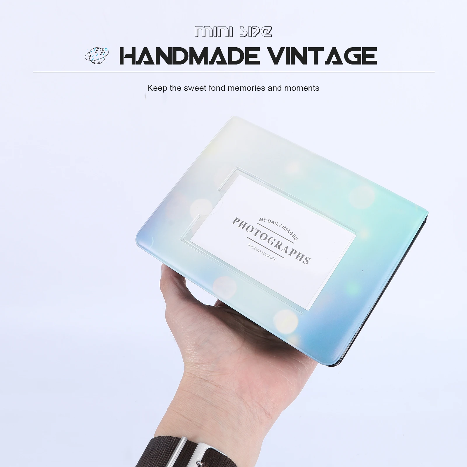 

64 Pockets Candy Color Photo Album For 3 Inch Mini Photos Self Adhesive Pu Cover Vintage Style Scrapbook Storage Diy Gift For