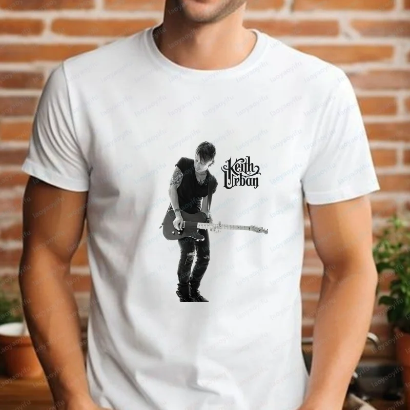 Retro Keith Urban Korean-style Commentary Men's Clothing Men's and Women's Round-neck Summer Shirts Comfortable T-shirts
