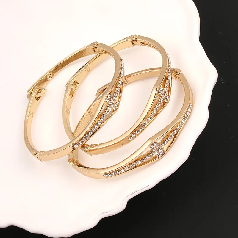 3 Piece Bracelets Moroccan Crystal Lock Bracelets Chic Bridal Wedding Jewelry Gift Luxury Women Bracelets Women Designer Fashion