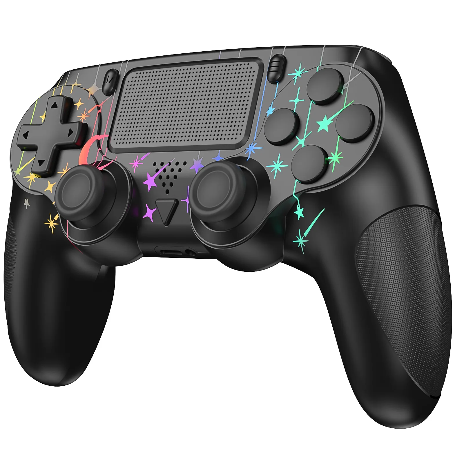 Wireless Bluetooth Gamepad for PS4 Console, RGB LED Light Touch Panel Macro Programmable Buttons Dual Shock Vibration Controller