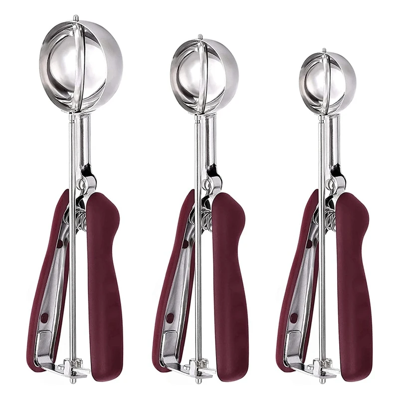 Cookie Scoop For Baking Set Of 3, Ice Cream Scoop Stainless Steel, Cookie Dough Scoop, Cupcake Scoop, Meatball Scoop