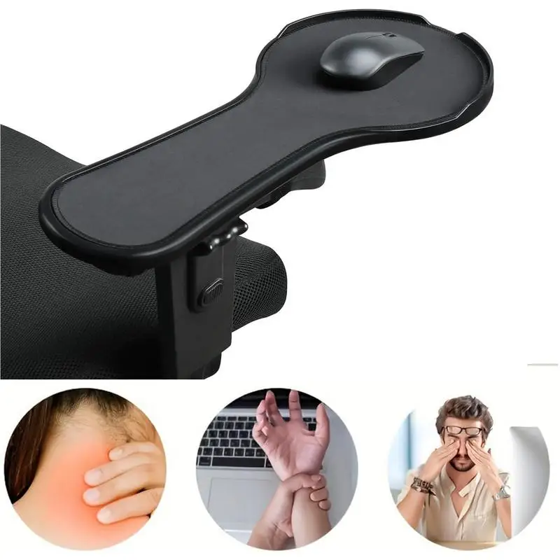 Ergonomic Arm Rest Mouses Pad Black Chair Arm Rest Adjustable Attaches To Chair Mouses Extension Tray Home