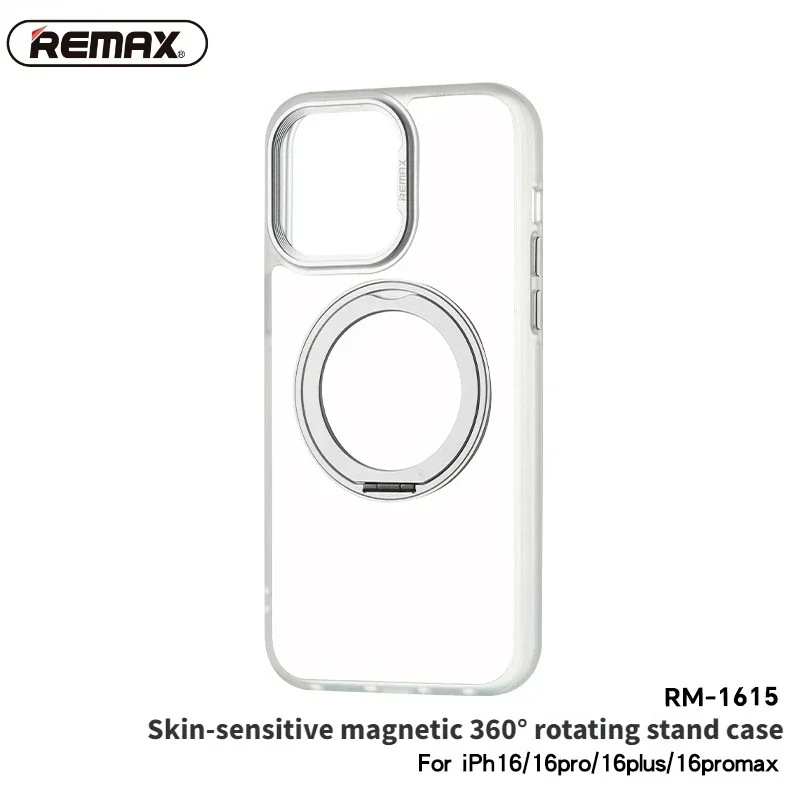 Remax เคส RM-1615แบบมีขาตั้งหมุนได้360 ° เคสโทรศัพท์มือถือแบบโปร่งใสเคสขาตั้งหมุนได้360 ° สำหรับ iPhone 16 PRO MAX