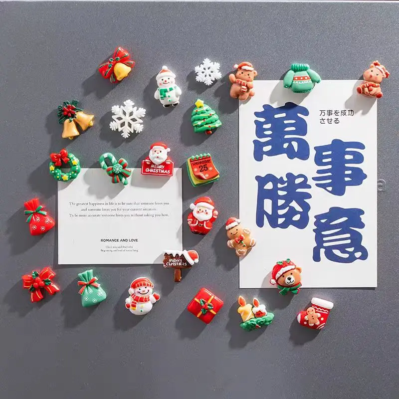 10PCS Christmas fridge magnet Santa Claus reindeer magnetic sticker cartoon cute home decoration item