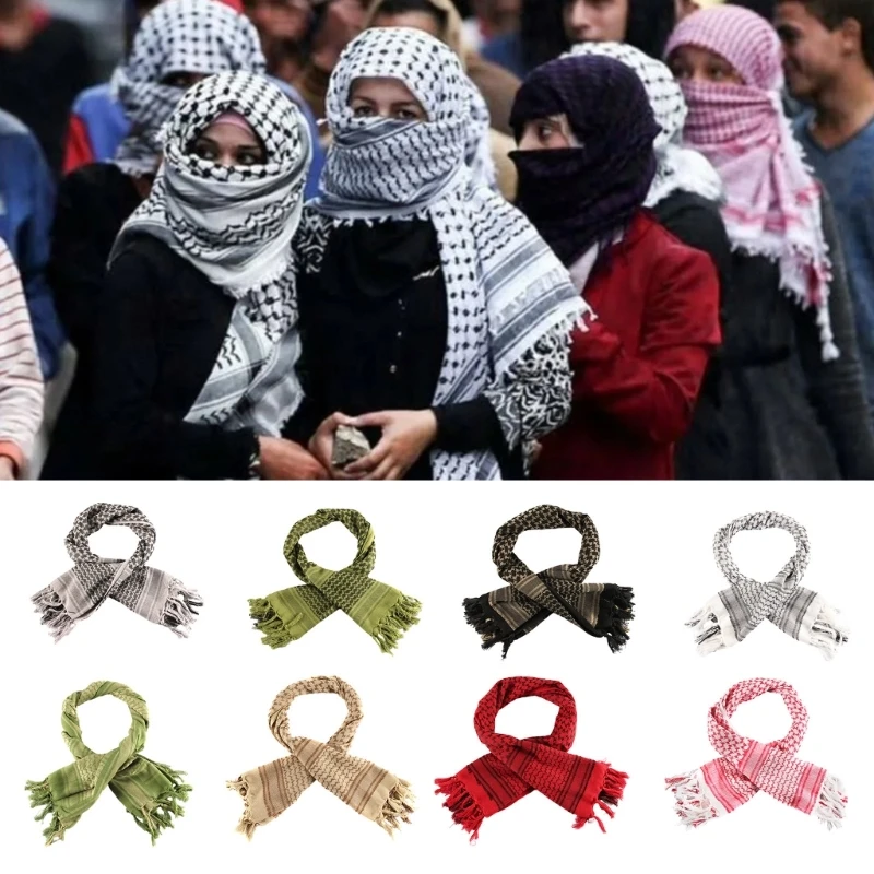 Religious Adult Keffiyeh Headscarf Turban Camouflage Color Arab Scarf Outdoor Headscarf for Male Cycling Hair Accessory