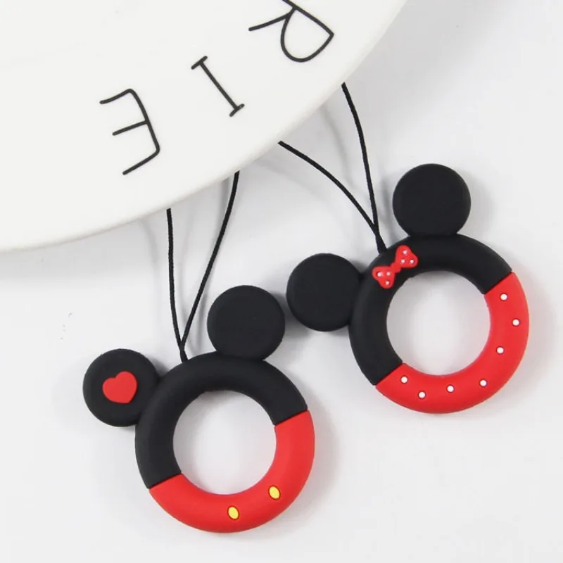 Animacja Disney Mickey i Minnie para w kształcie kreatywny pierścień peryferyjnych smycz na telefon komórkowy brelok etui dekoracja z wisiorków