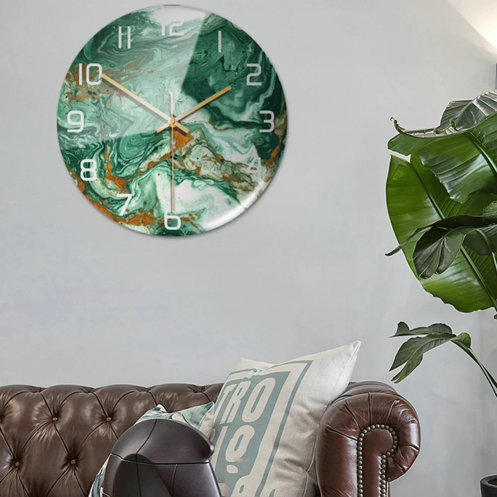 30CM Wall Clock New Listing Round Marble Three-Dimensional Clock Home Decorations For Living Room Kitchen Bedroom And Office