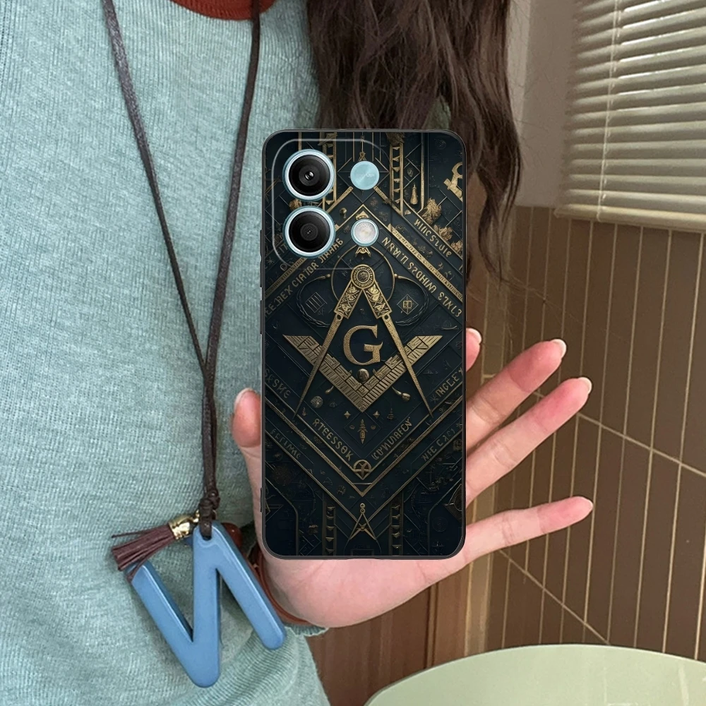 Fashion Freemason Mobile Cell Phone Case for Xiaomi Redmi Note 13 12 11 10 9 8 7 6 S A Pro Lite Plus 5G Black Phone Cover Shell