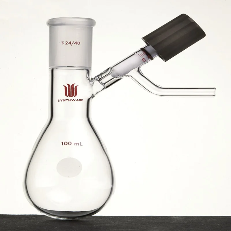 

SYNTHWARE Reaction eggplant bottle, Joint 14/20 19/22 24/40, 4mm High vacuum PTFE valve, Borosilicate glass flask, F90