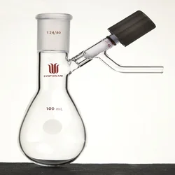 SYNTHWARE Reaction eggplant bottle, 4mm High vacuum PTFE valve, FLASK, MODIFIED SCHLENK TUBE, Borosilicate glass flask, F90
