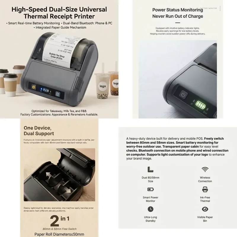 3 Inch MTP-3 Model All-In-One Pos Machine Printer for Mobile Phone and Computer Portable Thermal Printer