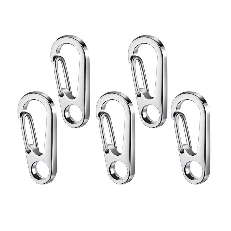 5 PCS Stainless Steel Carabiner Clip Spring-Snap Hook,34mm Mini Quick Release Hook for Outdoor Key Chain Camping Fishing Hiking