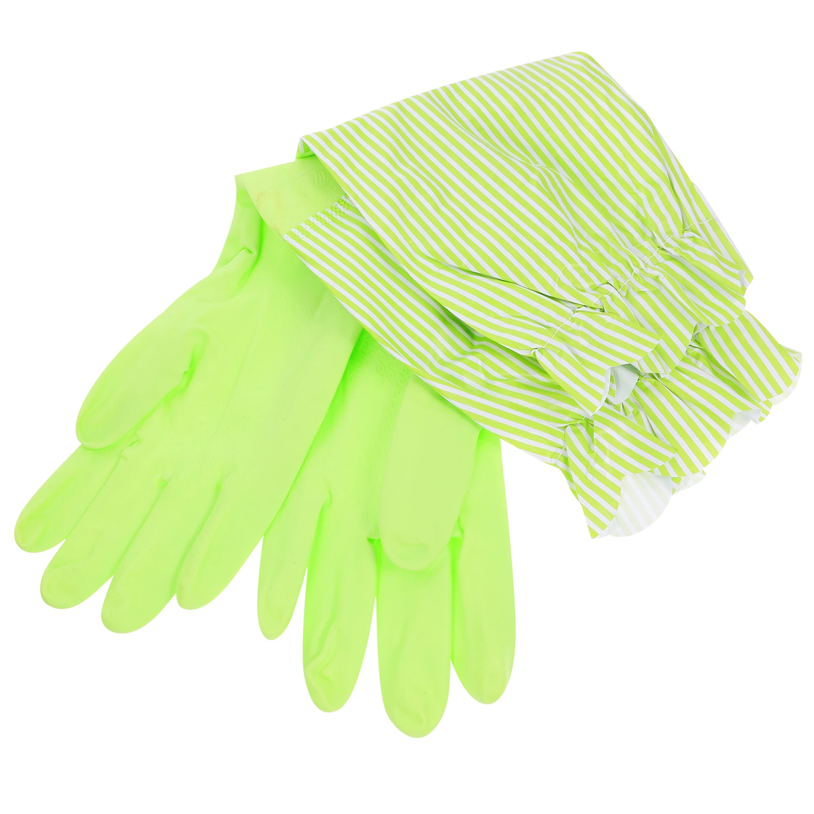 

Winter Thickened Fleece Lined Kitchen Gloves for Dishes Washing Household Cleaning Laundry Gardening Blue Ruffled Design Warm