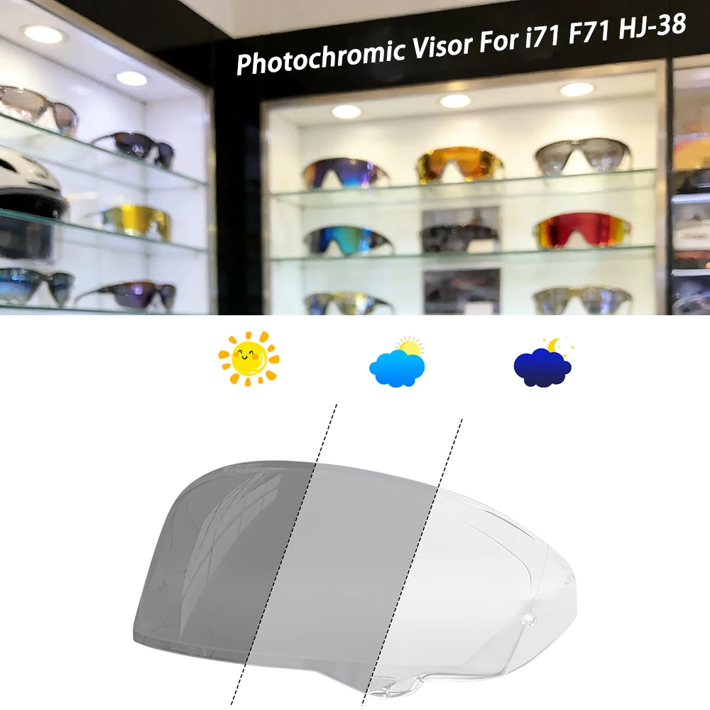 Helmet Photochromic Visor Lens Sunshield For HJC HJ-38 i71 F71 Carbon F71