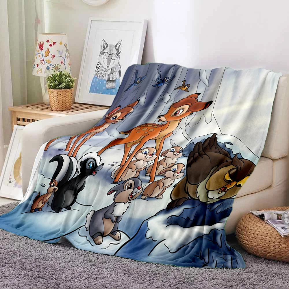 Disney Bambi Fawn Cartoon Flannel Blankets Anime Soft Fluffy Plush Blanket Sofa Office Quilt Throw Picnic Beach Towel  Blankets