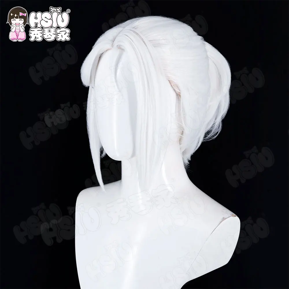 Jett Cosplay Wig HSIU 40cm White Short Hair Heat Resistant Synthetic Wig + Wig Cap Game VALORANT Jett Cosplay view 4