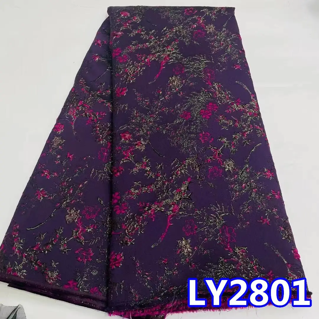 Jacquard Brocade Lace Fabric Materials 2023 High Quality African Nigerian Organza Lace Fabric For Woman Party Dress Sew LY2801