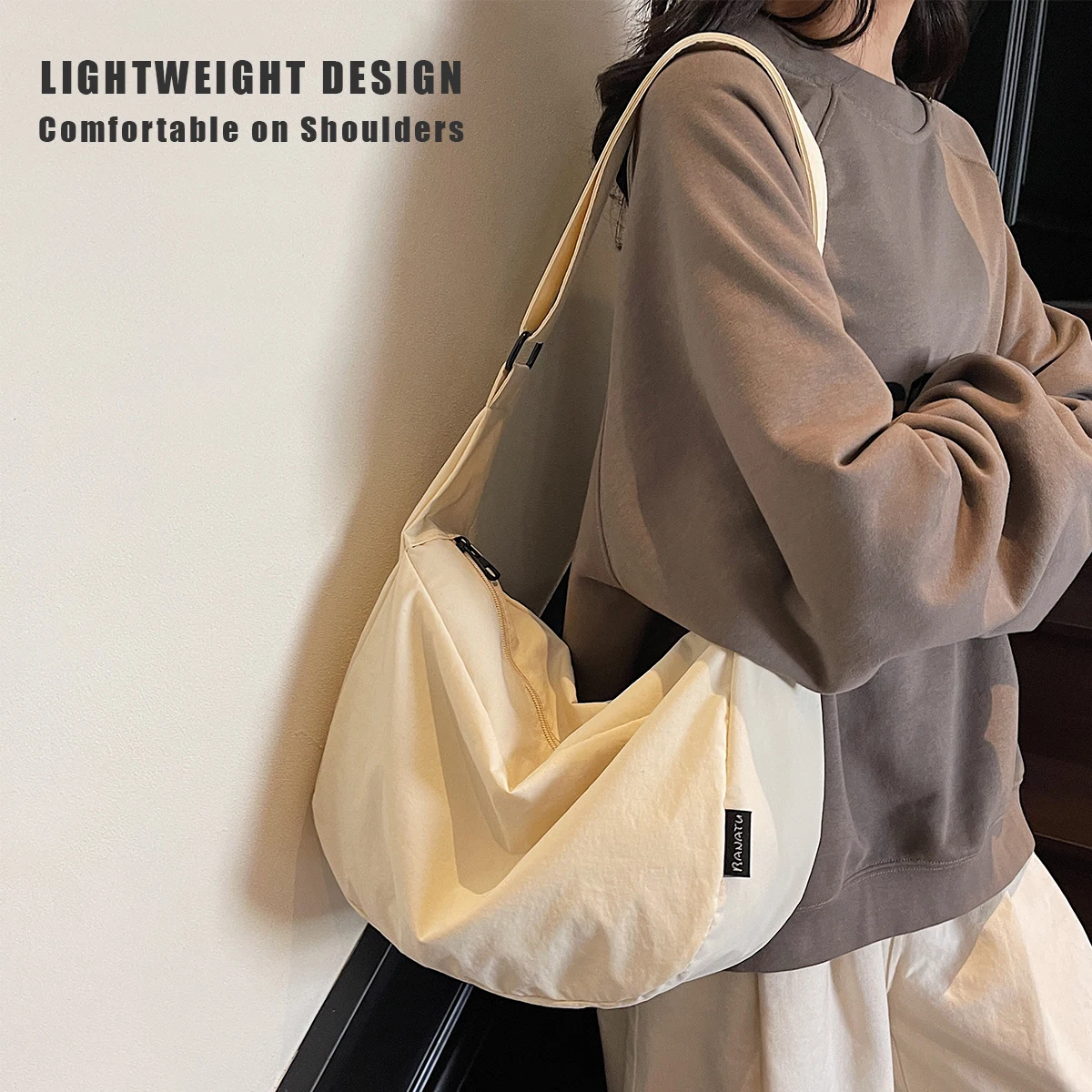 

Новинка 2025 года, самая легкая повседневная сумка через плечо в форме полумесяца, рабочая сумка-тоут, модная сумка на плечо большой вместимости для женщин