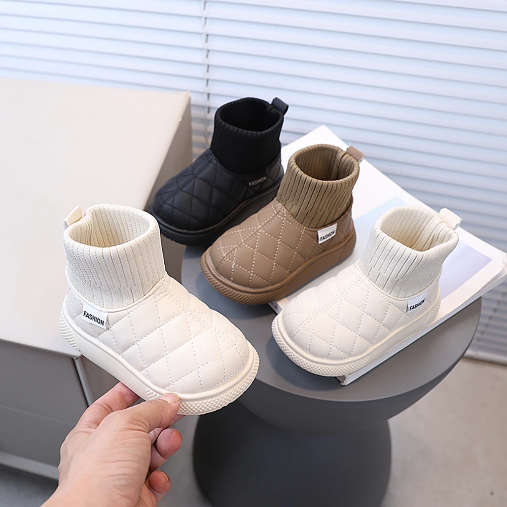 

Boys Cotton Shoes Winter Snow Boots Girls Plush Boots Soft-soled Anti-slippery Kids Boots Children's Thick Warm Trendy New Shoes