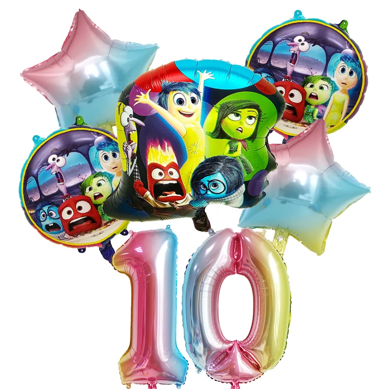 Inside Out Numbers Ballons Joy Anger Figure Birthday Balloons Party Decoration Baby Shower Ornaments Anime Room Decor Kids Gifts