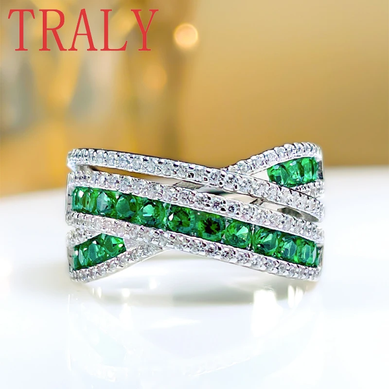 

925 Sterling Silver Emerald Rings for Women Men Inlaid High Carbon Diamond Wedding Band Hight Quality Couples Party Jewelry Gift