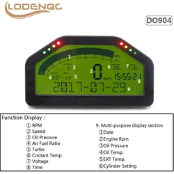 9 In1 DO904 Multi-funzione Full Sensor Led Digital Race Car Digital Dashboard Meter Display LCD LC101600