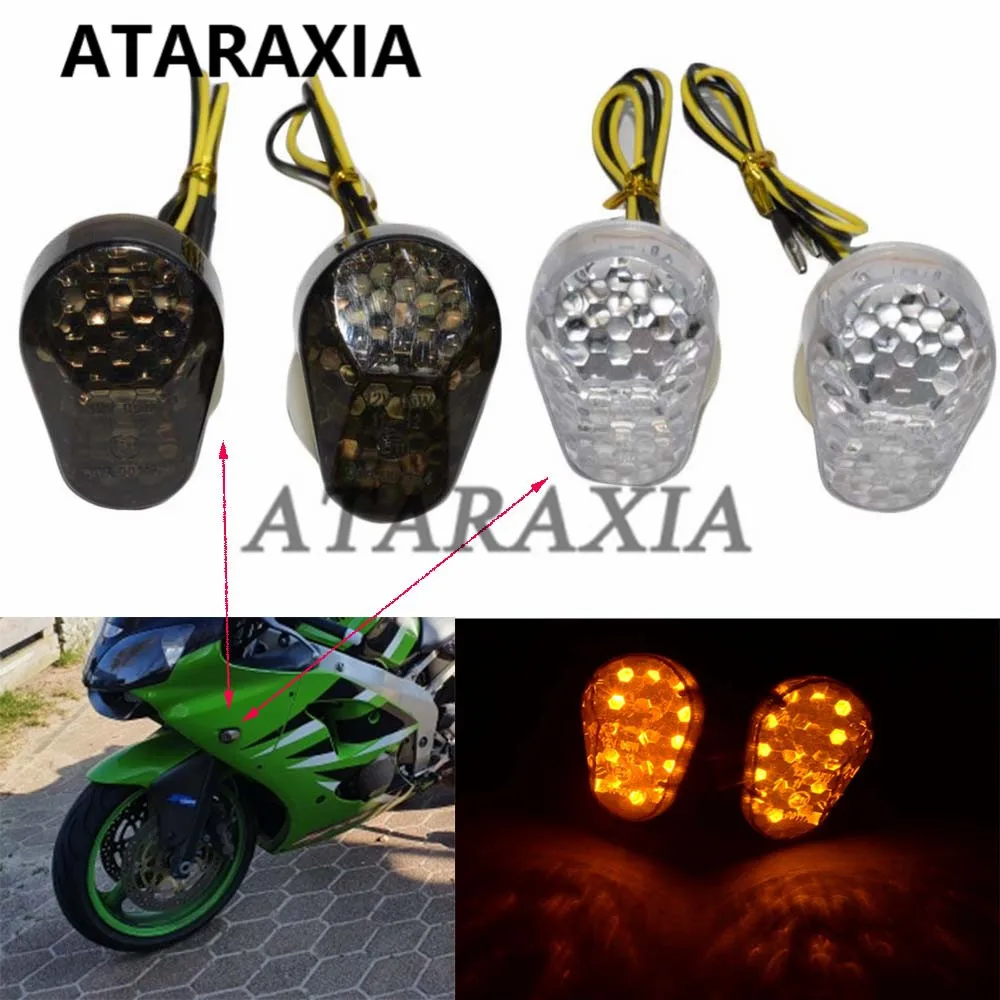 Luz LED de intermitentes para motocicleta, lámpara intermitente de montaje empotrado para Kawasaki ZZR600 ZX12R ZX6R ZX636 ZX9R ZX7R ZX6R
