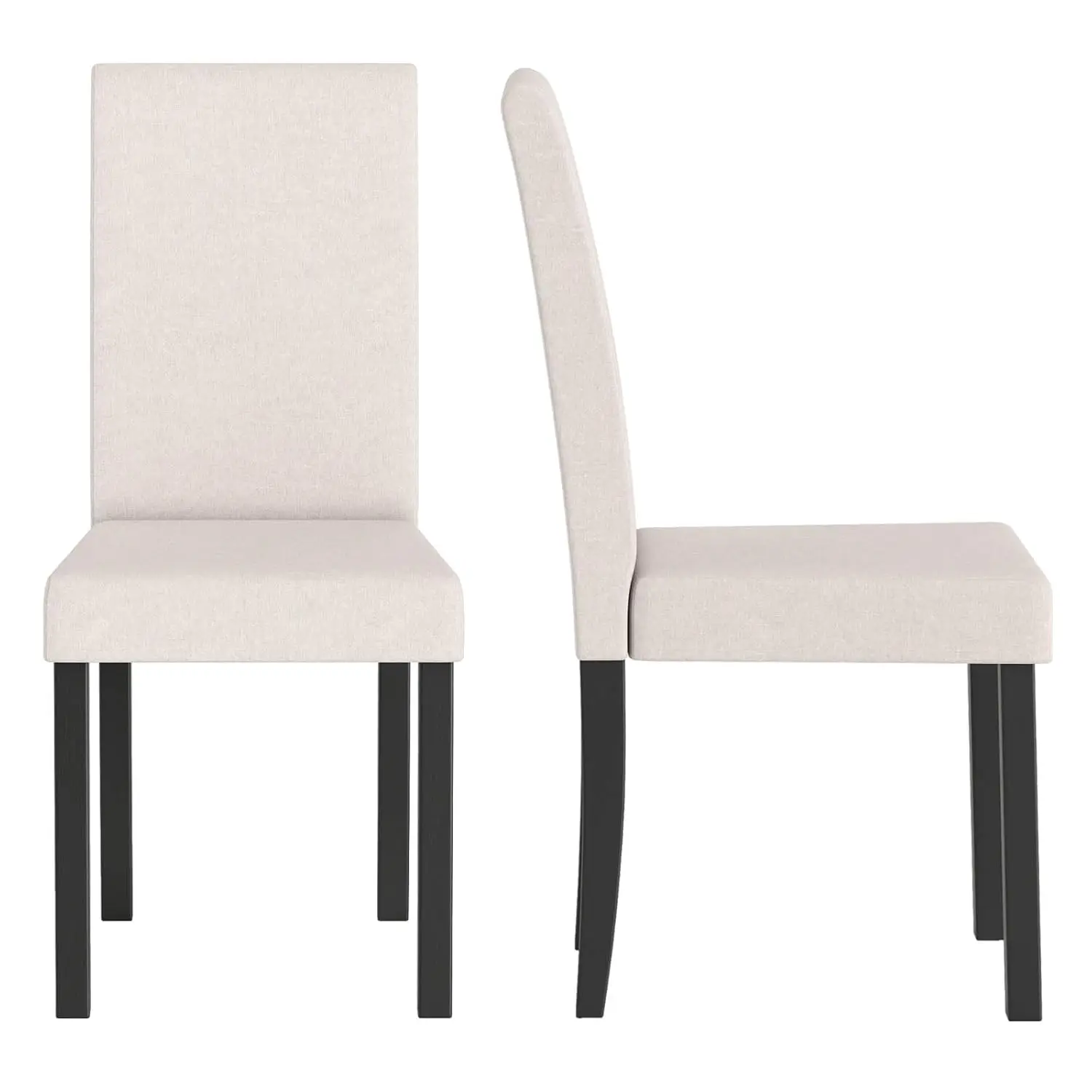 

Armless Fabric Dining Chairs Set 2 Upholstered Rubber Wood Legs Padded Seat High Back Kitchen Restaurant Customized