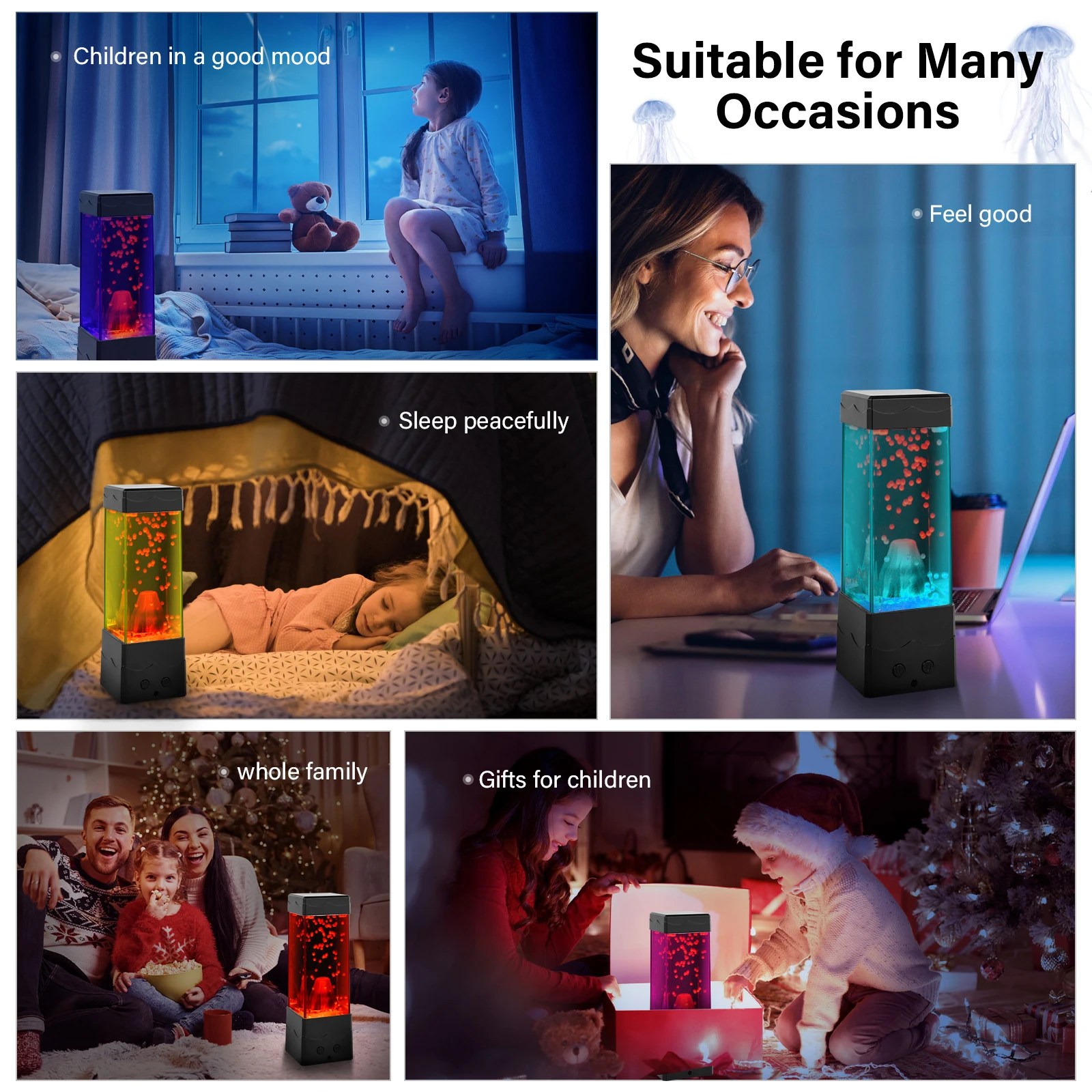 Lava Lamp USB Powered Volcano Night Light Room Office Desktop Decoration Mood Sensory Lights Novelty Gifts For Boys Girls Kids