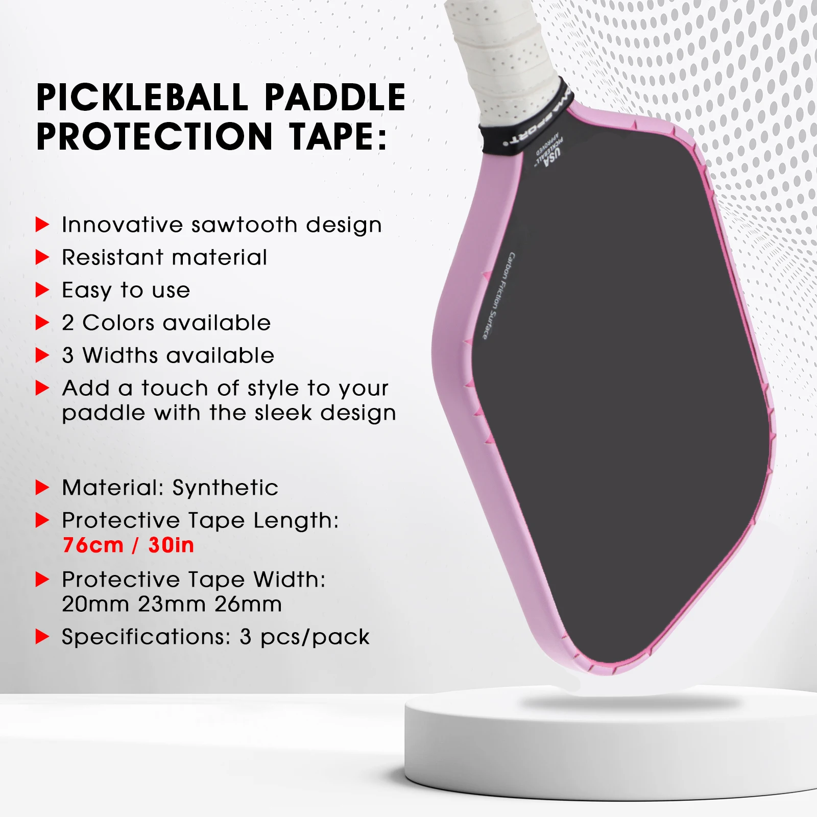 AMASPORT Pickleball Paddles Protection Tapes for 13/16/19mm Width Paddle 8 Colors Racket Head Protector Pickleball Accessories