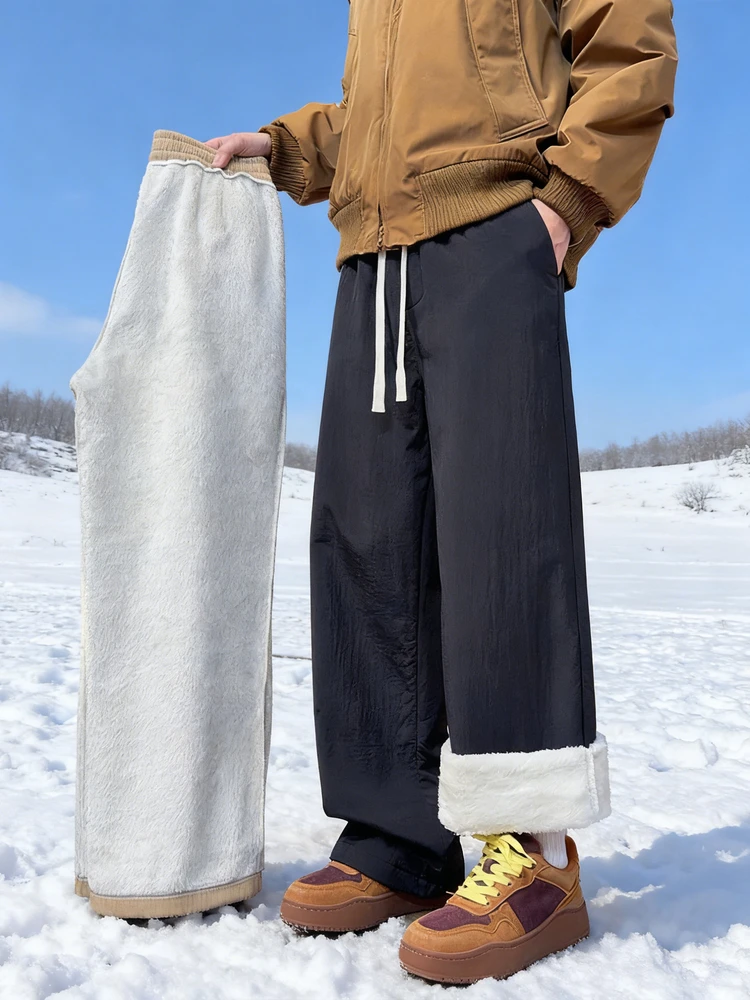 

Мужские зимние утепленные хлопковые брюки для катания на лыжах, прямые, водонепроницаемые, ветрозащитные