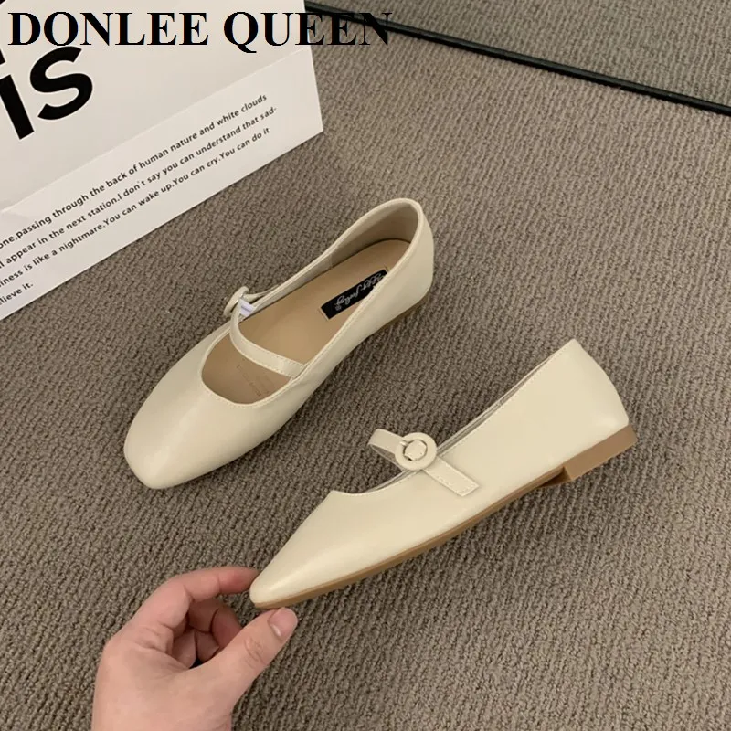 Women Flats Shoes Fashion Square Toe Shallow Ballerina Soft Light Weight Ballet Slip On Vintage Loafer Female Shoes Casual Mujer