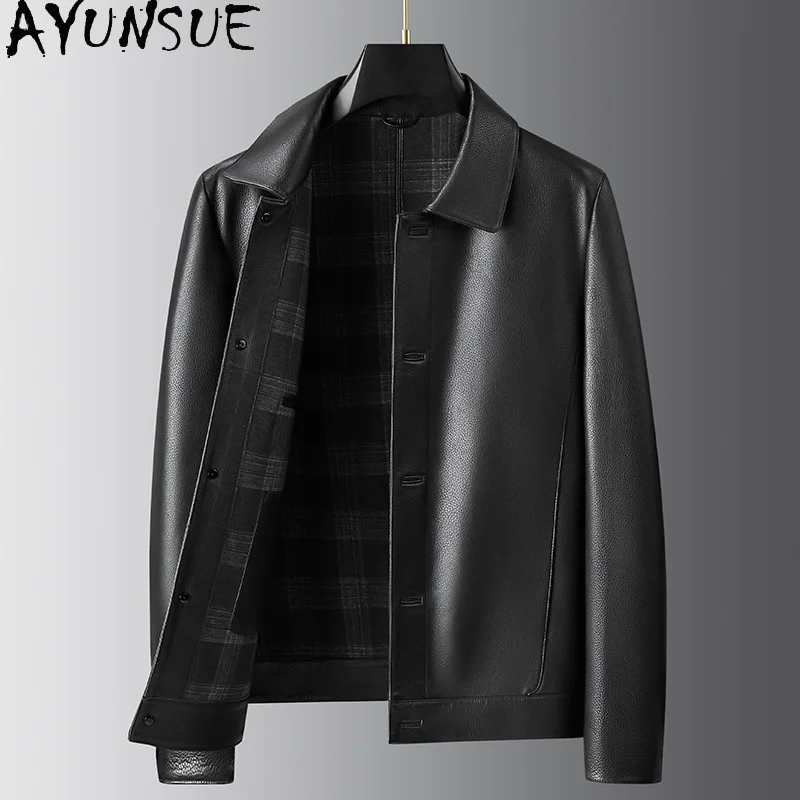 AYUNSUE New Genuine Leather Jacket Men Clothing Real Sheepskin Jackets for Men High Quality Turn-Down Collar Jacket 진짜 가죽자켓