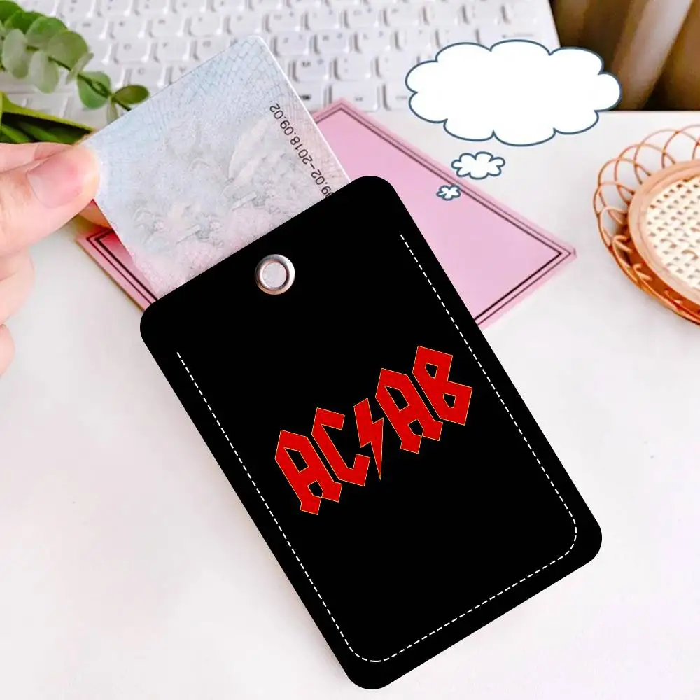 A-AcabS U-Ultras Rectangle ID Card Case Keychain Access Card Bag Key Tag Ring Leather Card Holder Key Ring Access