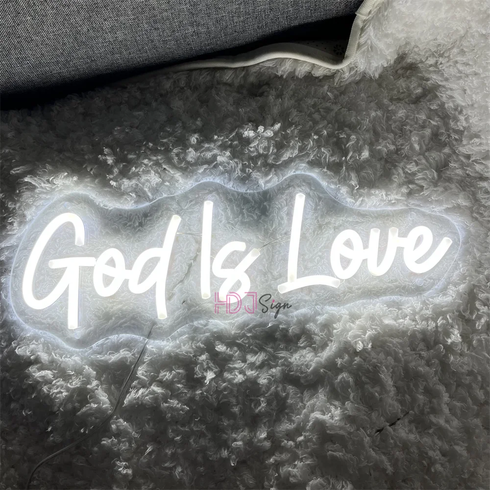 Imagem -03 - God is Love Led Neon Sign Decoração de Bar de Festa Arte da Parede Decoração do Quarto Luzes de Neon de Negócios Presentes de Placa