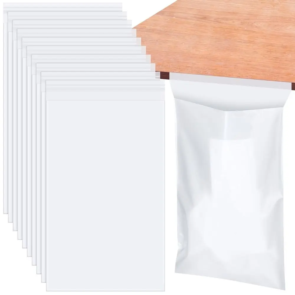 200 Pcs Disposable Plastic Adhesive Garbage Bags Portable, White, Open-ended, 7 in x 11.5 in Ideal for Hospital and Home Use