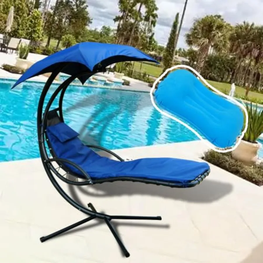 Replacement Cover for Outdoor Hanging Lounge Chair Cushion Cover Only,Waterproof, with Umbrella Fabric and Inflatable Headrest,