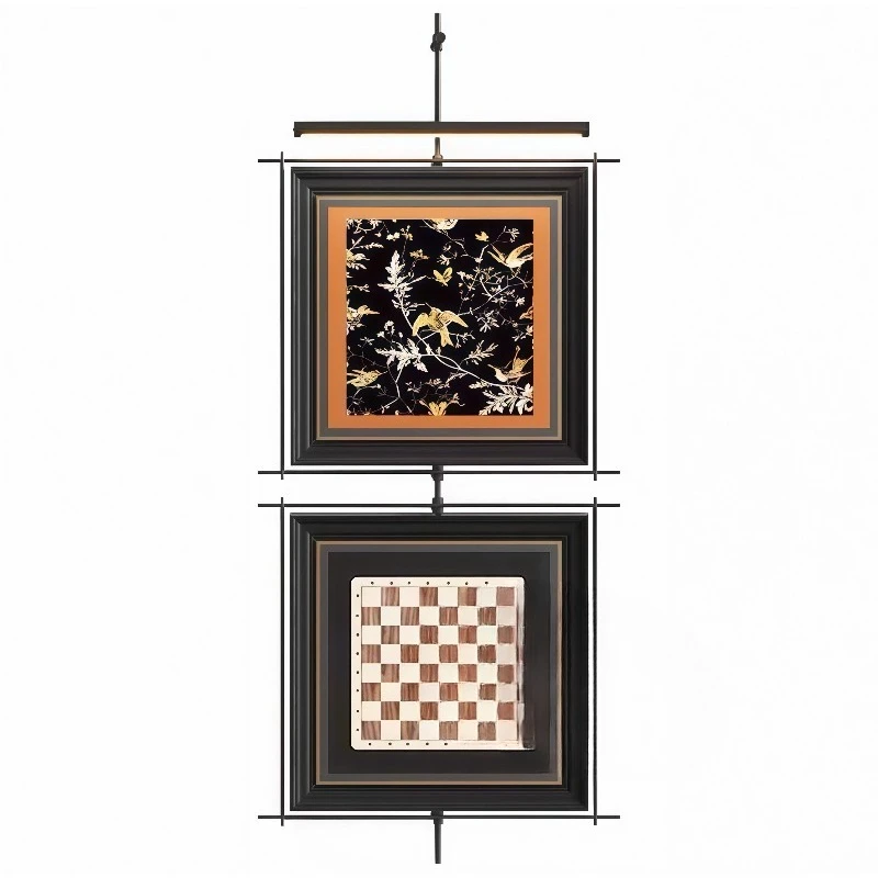 High-end metal pole atmosphere light wall lamp painting decorative painting two paintings hotel restaurant boom corridor end