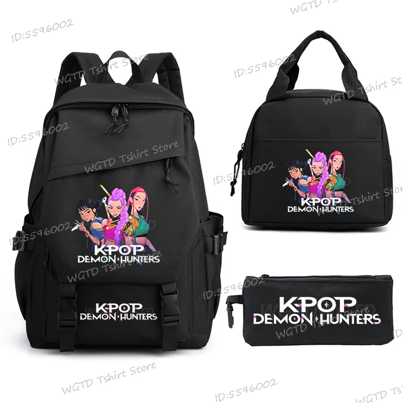 Set Tas Ransel 3in1 Motif Film Populer, Tas Makan Siang, Tempat Pensil Kartun untuk Pelajar, Tas Selempang Perjalanan Luar Ruangan, Tas Ransel Multifungsi untuk Remaja