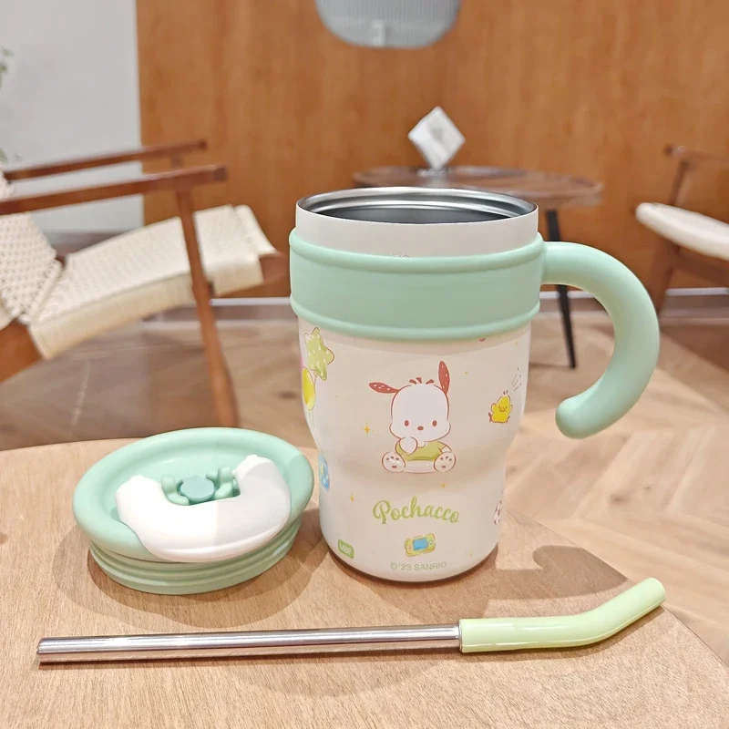 MINISO My Melody Cartoon Children Cup Sanrio Cute 1200ML Insulated Water Bottle Hello Kitty Large Capacity Straw Thermos Cup