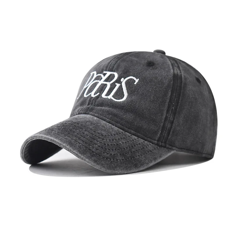

Cotton Washed Vintage PARIS Embroidered Baseball Cap Snapback Hat For Men And Women Outdoor Personalized Letter English Dad Hat