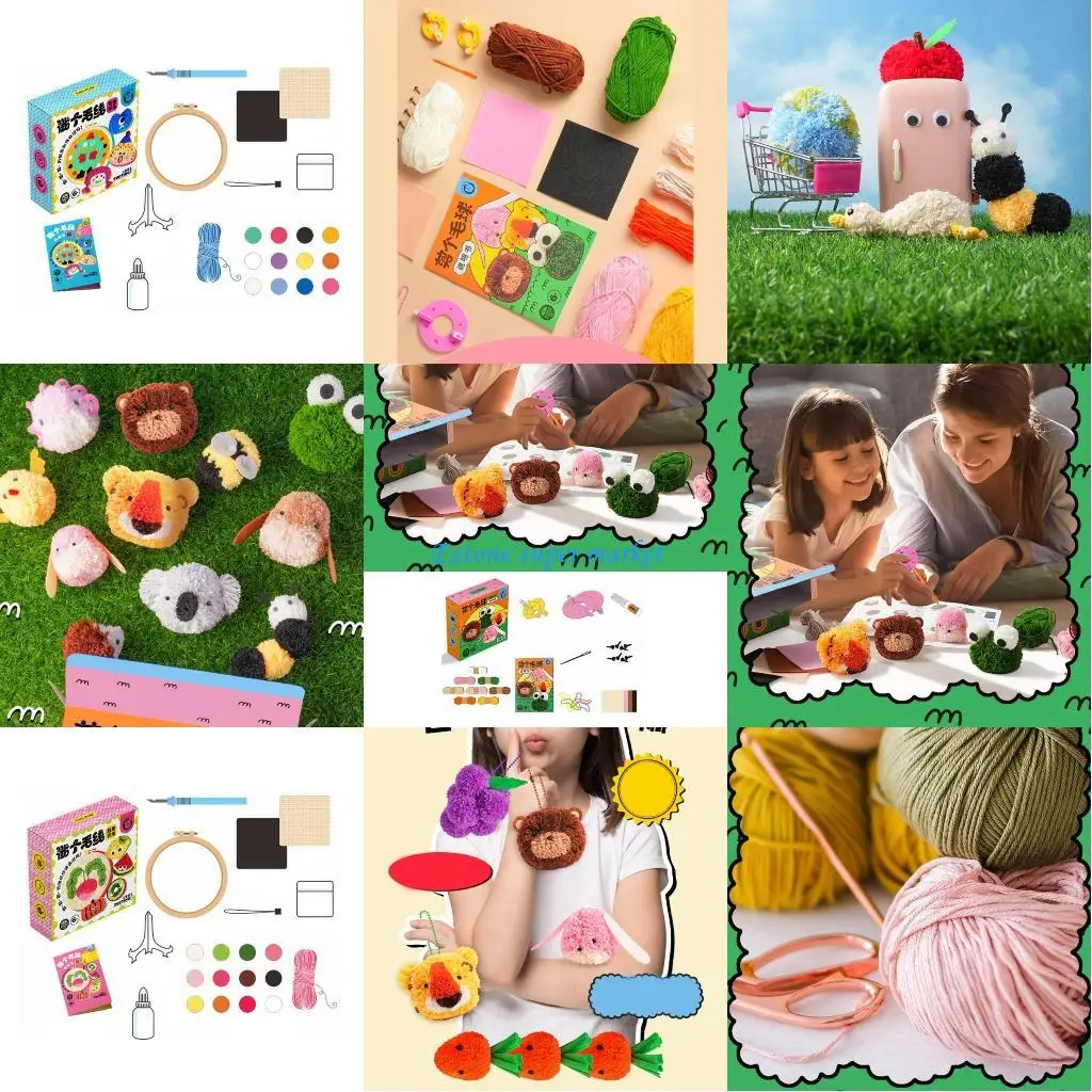 090B Naald Borduren Starter Pompoms voor Kinderen en Volwassenen Beginner Pluis Pom Pom DIY Gereedschap Grappige