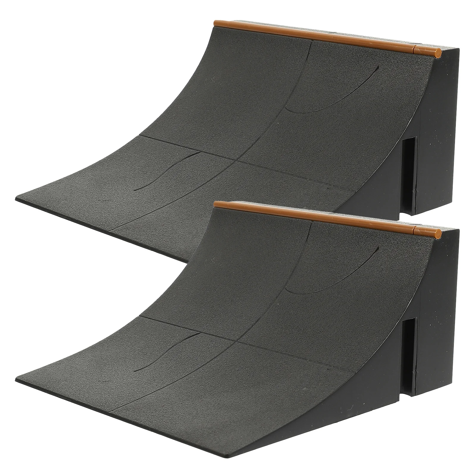 ชุดทางลาดสเก็ตบอร์ดนิ้ว 2 ชิ้น อุปกรณ์ประกอบสนามสเก็ตขนาดเล็ก ทางลาดพลาสติกแบบพกพา ใช้แทนได้กับสเก็ตบอร์ดนิ้วส่วนใหญ่ สำหรับฝึกฝนทักษะ