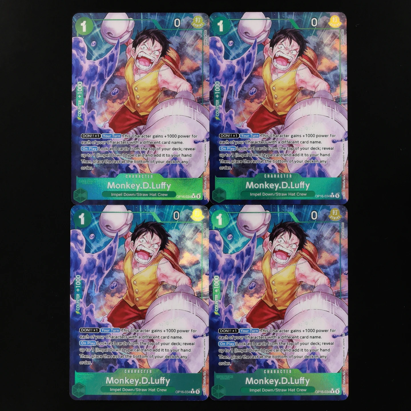 One Piece TCG OPCG English OP16-034 Luffy AA 1 Cost OP16 Green Luffy Textured Foil Card Anime Collectible Card