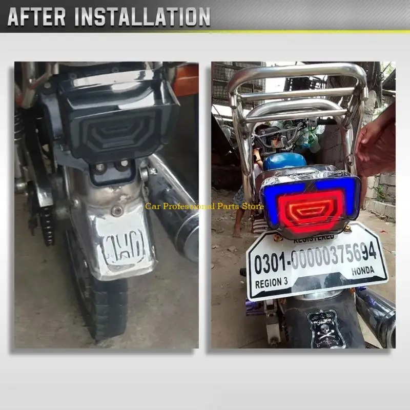 R53d 턴 신호 방향 깜박이 오토바이 후면 조명 브레이크 라이트 TMX125/155 CG125 통합 LED 테일 라이트