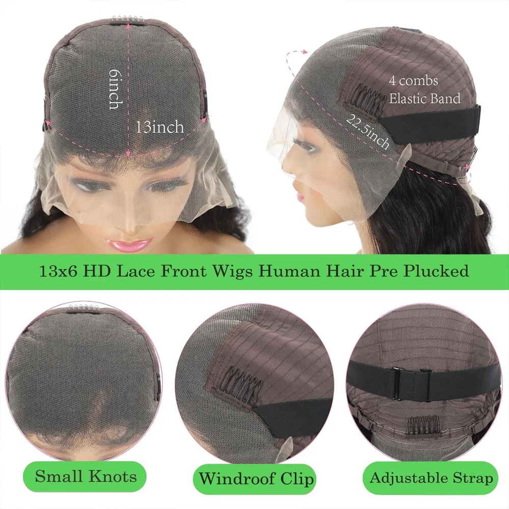 13x4 HD Lace Frontal Wigs For Women Body Wave Human Hair Lace Front Wig Brazilian Wavy Glueless Wig Pre Plucked With Baby Hair image 8